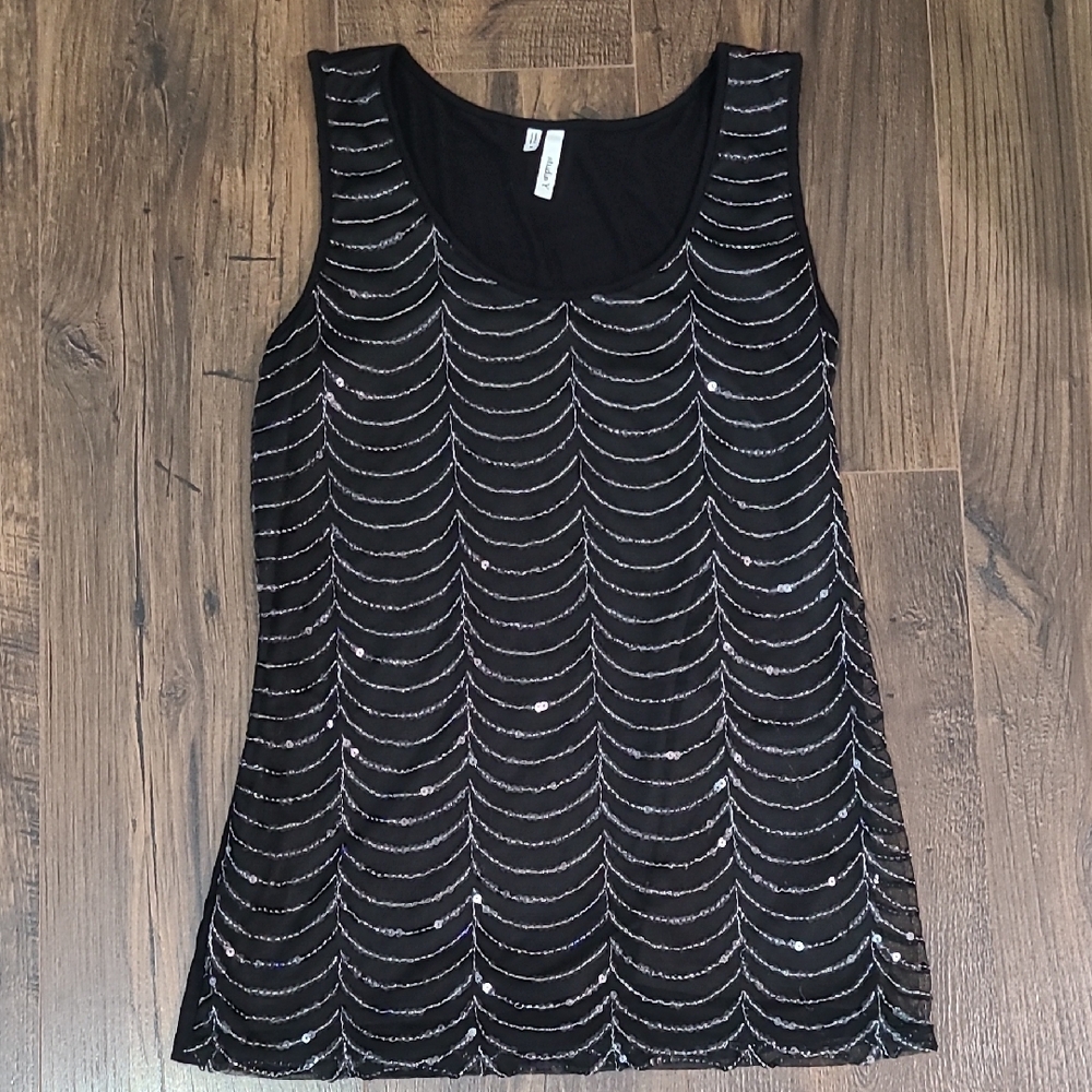 Studio Y Black Sequin Tank Top